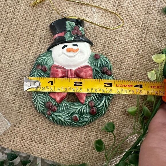 Fitz & Floyd Heirloom Collection Snowman Wreath Christmas Hanging Ornament New - Picture 4 of 5